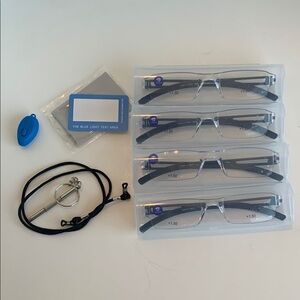 Bndoptical 4 pair Clear Black Block Blue Light Reading Optical Glasses +1.50